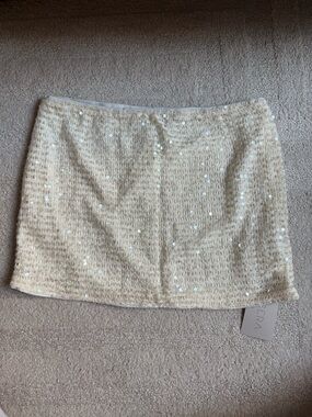 SHEIN Cream Sequin Mini Skirt
